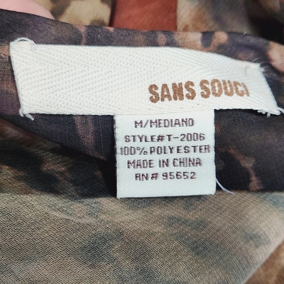 SANS Souci Cropped Boho Sheer Flowy Floral Loose Arm Top Size M - Picture 8 of 8
